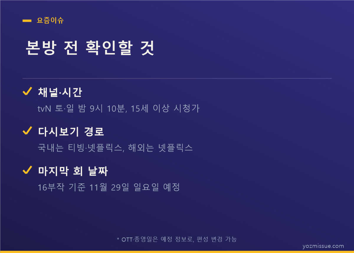 100일의 거짓말 본방 전 확인 목록 — 채널·시간, 다시보기 경로, 마지막 회 날짜