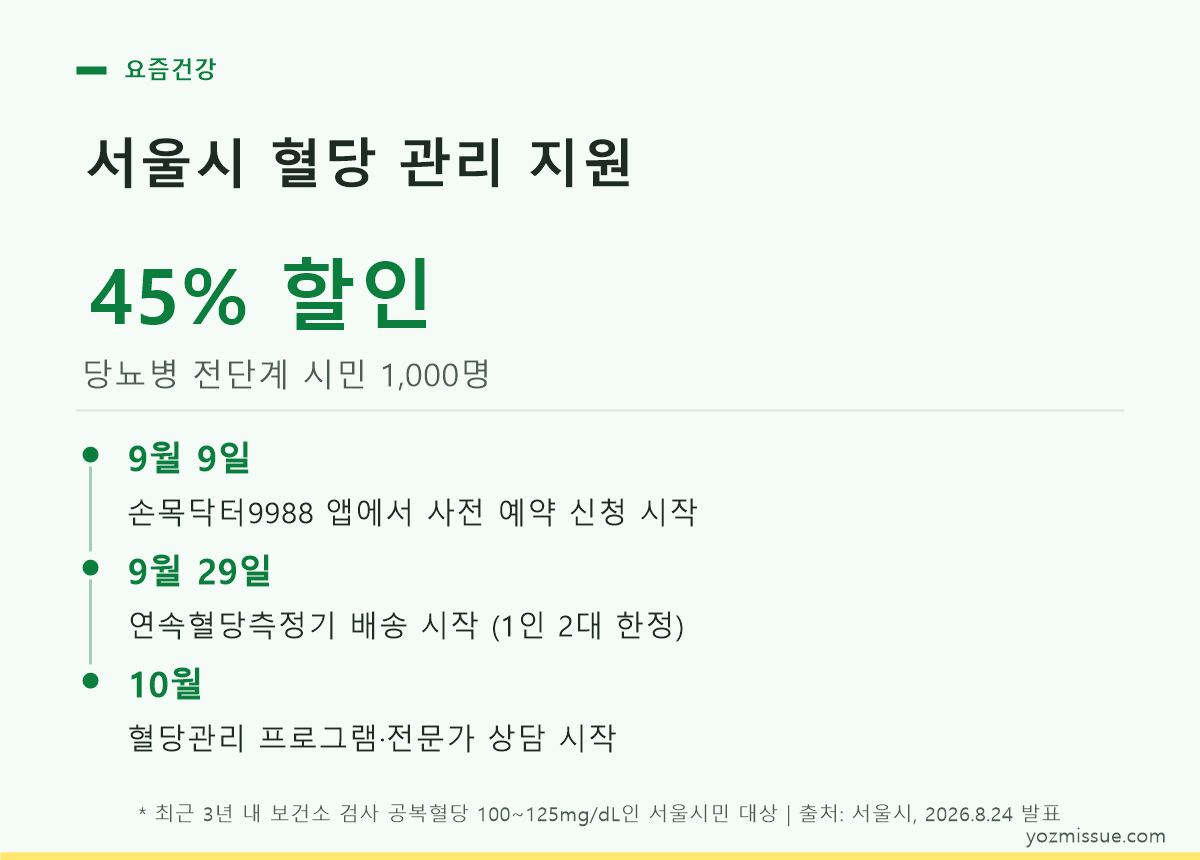 서울시 혈당 관리 지원 — 9월 9일 신청 시작
