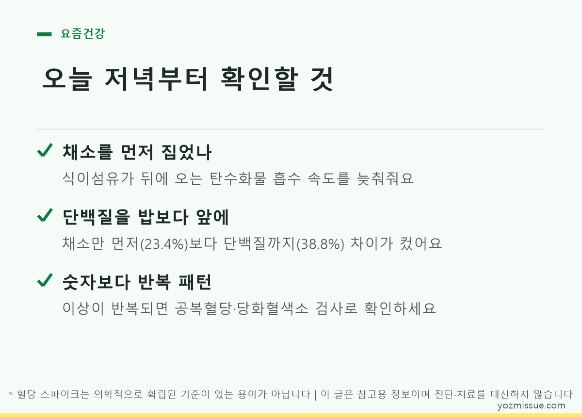 오늘 저녁부터 확인할 것 — 채소·단백질을 밥보다 앞에