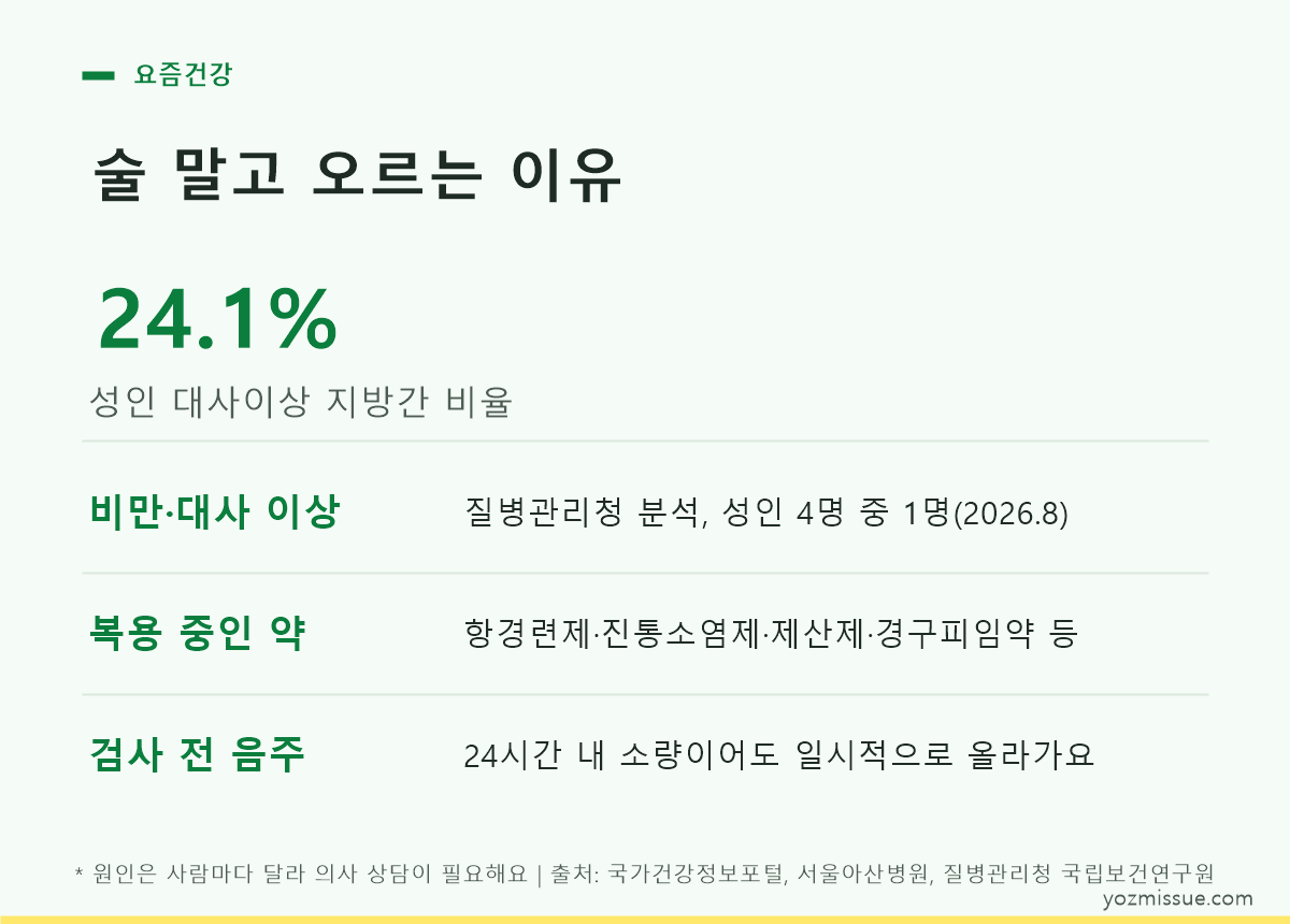 술 말고 오르는 이유 — 성인 24.1%가 대사이상 지방간