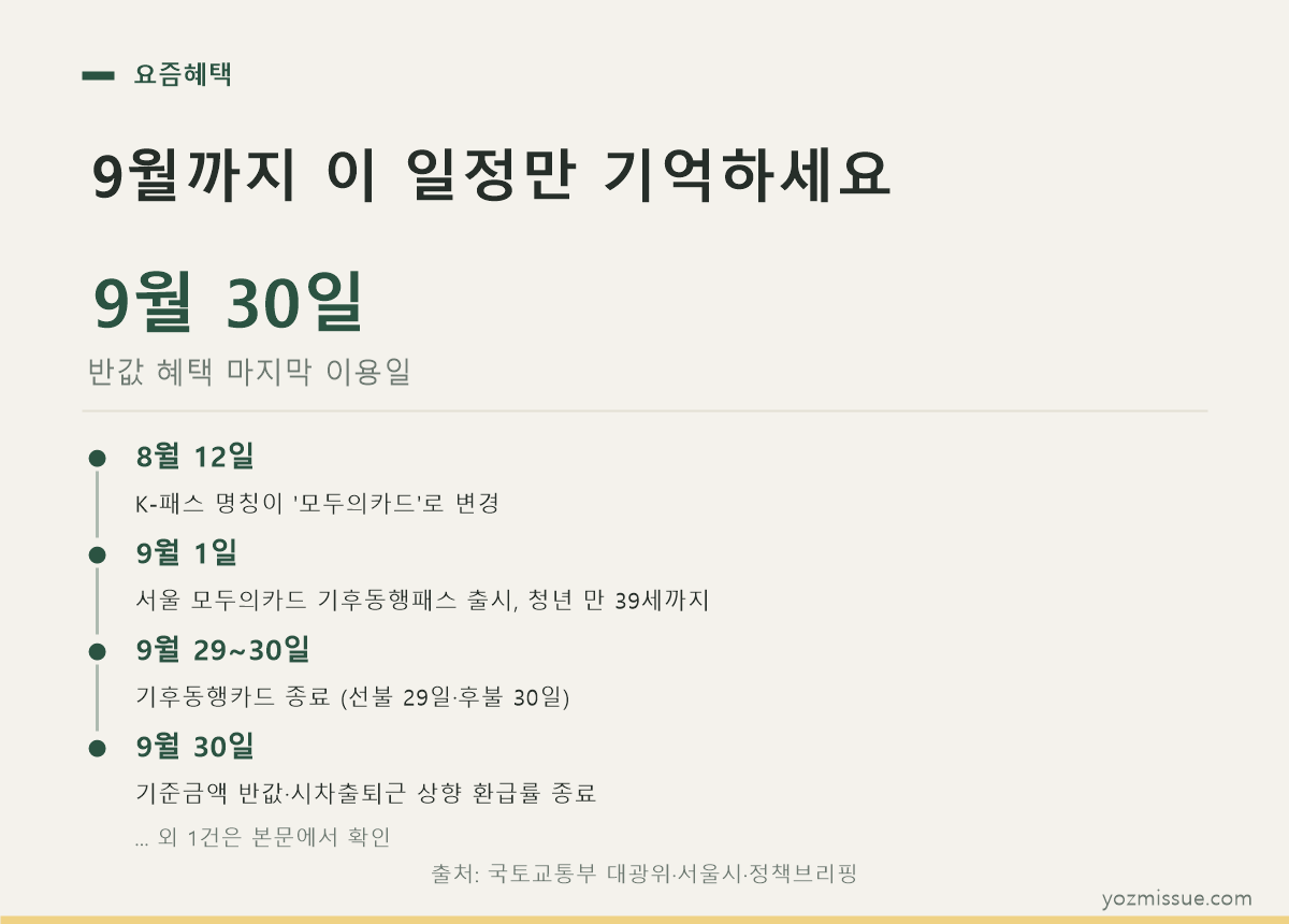 9월까지 일정 타임라인 — 9월 30일 반값 혜택 종료, 10월 7영업일 환급 전달