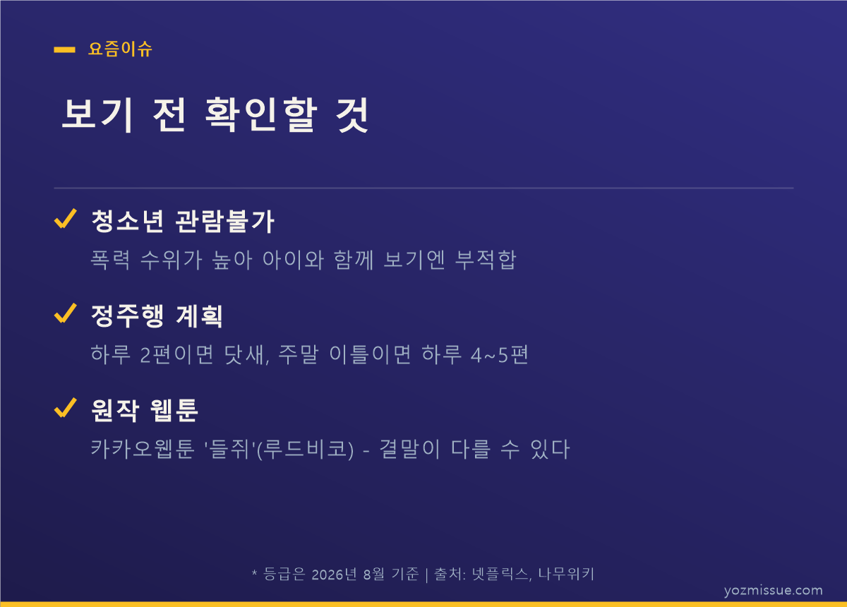 들쥐 보기 전 확인할 것 — 청소년 관람불가, 정주행 계획, 원작 웹툰